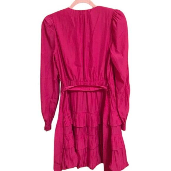 NWT Marie Oliver Women's Wynona V-Neck Ruffle Dress Tiered Skirt Pink X-Small - Picture 2 of 8